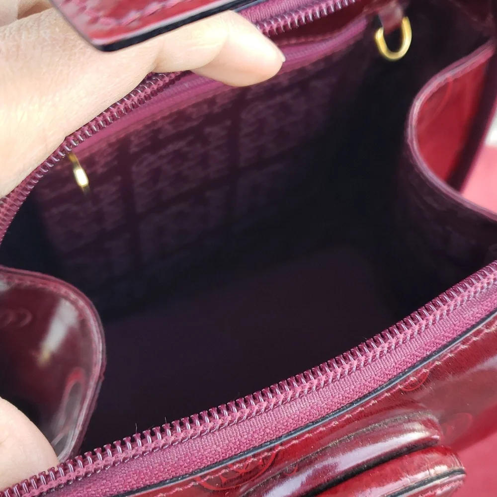 Vintage Cartier Happy Birthday Patent Leather Backpack Unisex Bordeaux Red